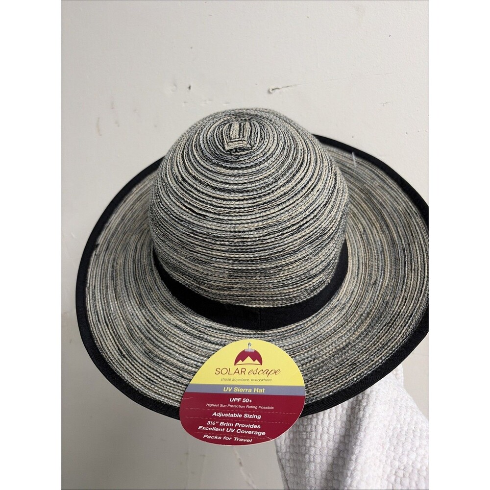 Solar Escape Women's UV Sierra Hat UPF 50+ One Size Sunglass Loops Black Pepper